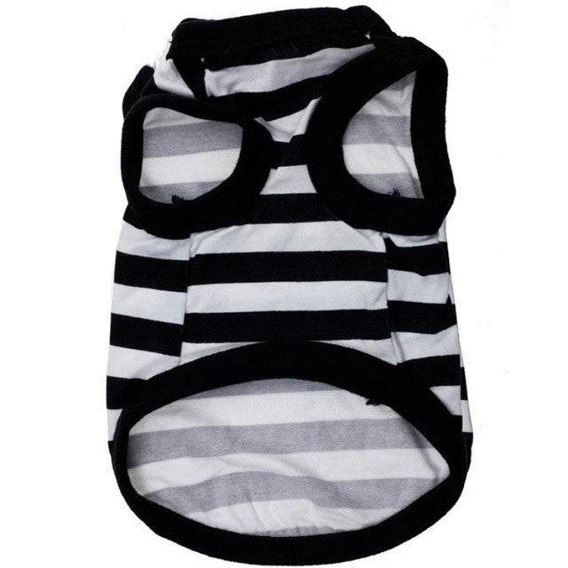 Black & White Striped Dog Vest - Size (XS - L)