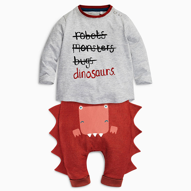 Menoea 2018 New Baby Clothing Sets Autumn Spring Style Baby Clothes Long Sleeve Letter T-shirt+Dinosaur Casual Pants 2pcs Suit