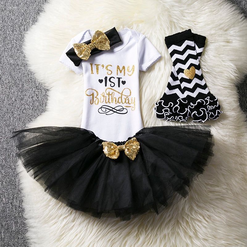 0-12M Infant Baby Girl Clothes 4pcs Clothing Princess Dress